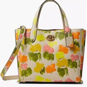 Coach Floral Water Color Willow Tote Bag